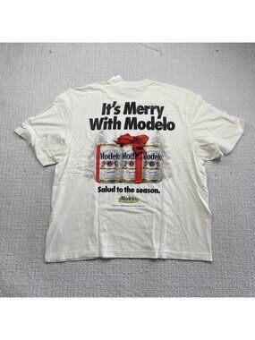NWT Abercrombie & Fitch Modelo Graphic T-Shirt Men’s XL Cream Holiday Promo Tee